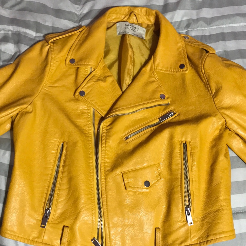 Zara Basic Outerwear Yellow faux leather Jacket